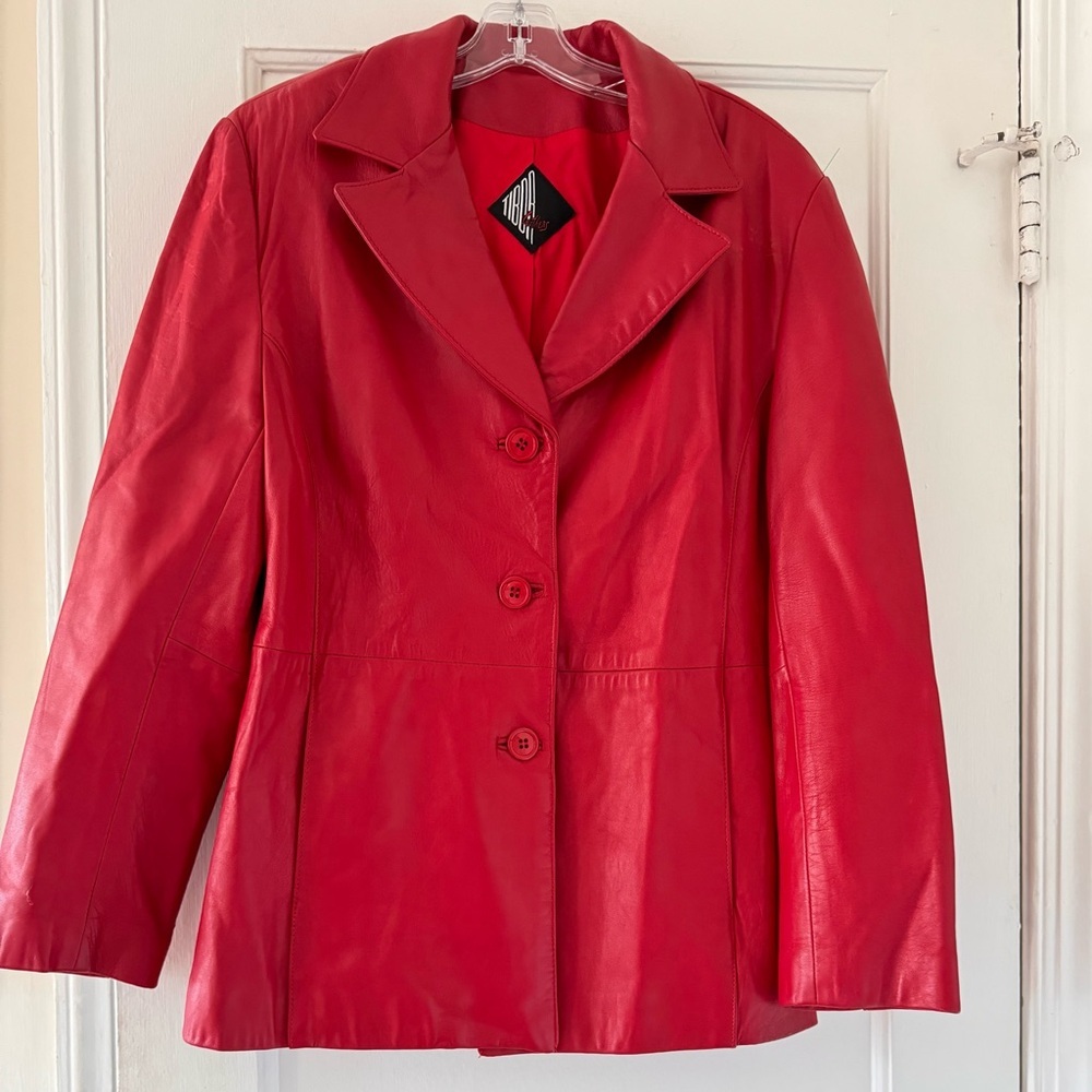 Tiboa Leathers Red Jacket Blazer Preppy Classic Career